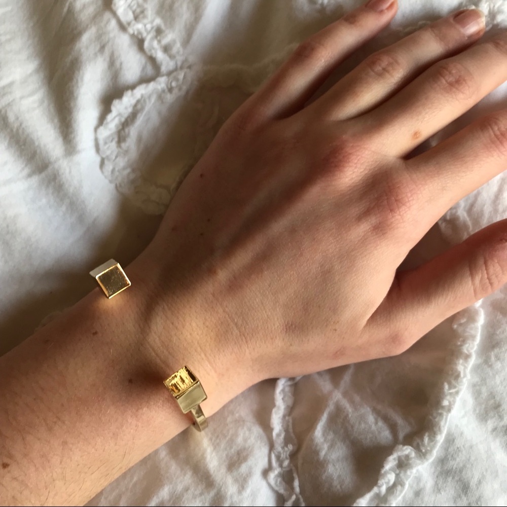 J. Crew Gold Cube Cuff Bracelet